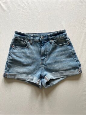 American Eagle Outfitters Light Blue Stretch Denim Mom Short